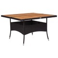 Diverse Hardware, Garten-Esstisch Schwarz Poly Rattan und Massivholz Akazie