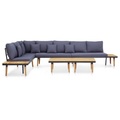 Diverse Hardware, 5-tlg. Garten-Lounge-Set mit Auflagen Massivholz Akazie Braun