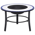 Mosaik-Feuerstelle Blau und Weiss 68 cm Keramik
