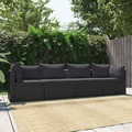 Diverse Hardware, 4-tlg. Garten-Sofagarnitur mit Auflagen Poly Rattan Schwarz