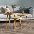 vidaXL 3-tlg. Beistelltisch-Set Hellbraun MDF und Eisen