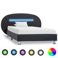 Bettgestell mit LED Schwarz Kunstleder 100x200 cm