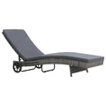 Sonnenliege mit Rollen und Auflage Poly Rattan Anthrazitgrau