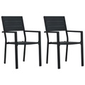 vidaXL Gartenstühle 2 Stk. Schwarz HDPE Holz-Optik