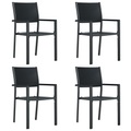 vidaXL Gartenstühle 4 Stk. Schwarz Kunststoff Rattan-Optik