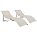 Klappbare Sonnenliegen 2 Stk. Cremeweiss Textilene