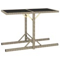 vidaXL Gartentisch Beige 110×53×72 cm Glas und Poly Rattan