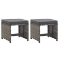 Gartenhocker 2 Stk. mit Sitzkissen Poly Rattan Anthrazit