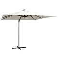 Ampelschirm mit LED-Leuchten und Stahlmast 250 x 250 cm Sand