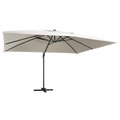 Ampelschirm mit LED-Leuchten und Alu-Mast 400x300 cm Sandfarben