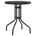 Gartentisch Schwarz 80 cm Stahl und Glas