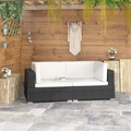 Diverse Hardware, Ecksofas 2 Stk. mit Auflagen Poly Rattan Schwarz