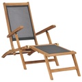 vidaXL Liegestuhl mit Fußablage Massivholz Teak Schwarz