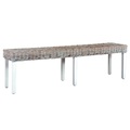 vidaXL Sitzbank 160 cm Weiß Natur Kubu-Rattan und Massivholz Mango