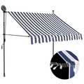 vidaXL Einziehbare Markise Handbetrieben mit LED 150 cm Blau Weiß