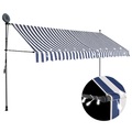 vidaXL Einziehbare Markise Handbetrieben mit LED 350 cm Blau Weiß