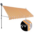 Einziehbare Markise Handbetrieben mit LED 400 cm Gelb Blau