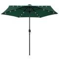 vidaXL Sonnenschirm mit LED-Leuchten & Aluminium-Mast 270 cm Grün