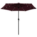 Sonnenschirm mit LED-Leuchten Aluminium-Mast 270 cm Bordeauxrot