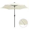 vidaXL Sonnenschirm mit LED-Leuchten & Aluminium-Mast 300 cm Sandweiß