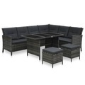 4-tlg. Garten-Sofagarnitur mit Auflagen Poly Rattan Grau