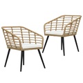 vidaXL Gartenstühle 2 Stk. mit Auflagen Poly Rattan Eiche