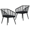 vidaXL Gartenstühle 2 Stk. mit Auflagen Poly Rattan Schwarz