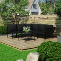 6-tlg. Garten-Lounge-Set mit Auflagen Schwarz PVC