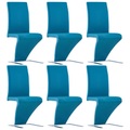 vidaXL Esszimmerstühle in Zick-Zack-Form 6 Stk. Blau Kunstleder