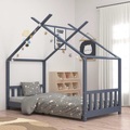 vidaXL Kinder-Bettgestell Grau Massivholz Kiefer 70 x 140 cm