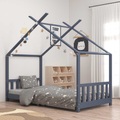 vidaXL Kinder-Bettgestell Grau Massivholz Kiefer 90 x 200 cm
