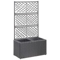 vidaXL, vidaXL Hochbeet mit Rankgitter 2 Töpfe 58×30×107cm Poly Rattan Schwarz