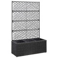 vidaXL, vidaXL Hochbeet mit Rankgitter 3 Töpfe 83×30×130cm Poly Rattan Schwarz