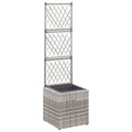 vidaXL, vidaXL Hochbeet mit Rankgitter 1 Topf 30x30x107 cm Poly Rattan Grau