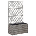 vidaXL, vidaXL Hochbeet mit Rankgitter 2 Töpfe 58×30×107cm Poly Rattan Grau