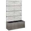 vidaXL, vidaXL Hochbeet mit Rankgitter 3 Töpfe 83×30×130cm Poly Rattan Grau