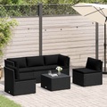 Diverse Hardware, 4-tlg. Garten-Lounge-Set mit Auflagen Poly Rattan Schwarz