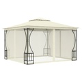 vidaXL Pavillon mit Vorhängen 300x300x265 cm Creme