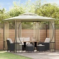 vidaXL Pavillon mit Vorhängen 300x300x265 cm Creme