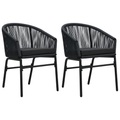 vidaXL Gartenstühle 2 Stk. Schwarz PVC Rattan