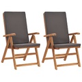 vidaXL Garten-Liegestühle 2 Stk. mit Auflagen Massivholz Teak Grau