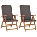 vidaXL Garten-Liegestühle 2 Stk. mit Auflagen Massivholz Teak Grau