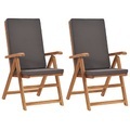 vidaXL Garten-Liegestühle 2 Stk. mit Auflagen Massivholz Teak Grau