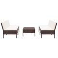 5-tlg. Garten-Sofagarnitur mit Auflagen Poly Rattan Braun