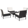 5-tlg. Garten-Sofagarnitur mit Auflagen Poly Rattan Schwarz