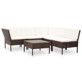Diverse Hardware, 6-tlg. Garten-Lounge-Set mit Auflagen Poly Rattan Braun
