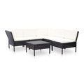 Diverse Hardware, 6-tlg. Garten-Lounge-Set mit Auflagen Poly Rattan Schwarz