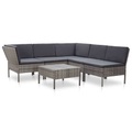 Diverse Hardware, 6-tlg. Garten-Lounge-Set mit Auflagen Poly Rattan Grau