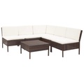 Diverse Hardware, 6-tlg. Garten-Lounge-Set mit Auflagen Poly Rattan Braun