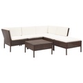 Diverse Hardware, 6-tlg. Garten-Lounge-Set mit Auflagen Poly Rattan Braun